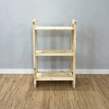 Imagem de Aparador Linea Slim Rústico 3 Prateleiras Madeira Maciça 53CM Amadeirado Artfactory Design