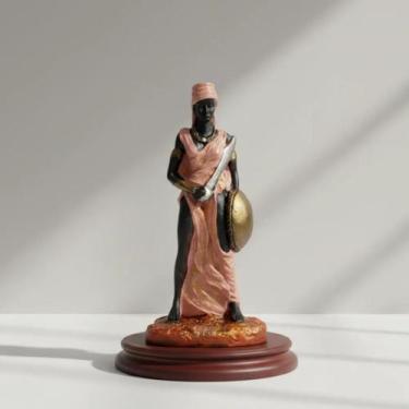 Imagem de Escultura Orixá Obá Rosa 23 cm em Resina - Lua Mística - 100% Original