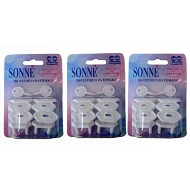 Imagem de Sonne Protetor De Tomada Kit Com 24 Protetores E 6 Chaves Reserva Branco