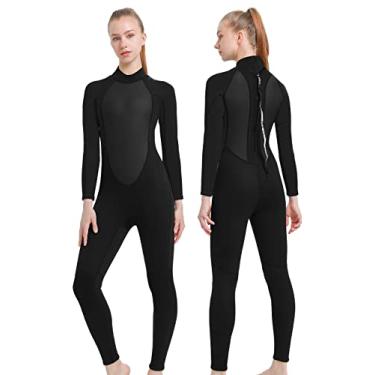 Imagem de REALON Roupa de mergulho masculina completa 3 mm neoprene mergulho mergulho natação ternos molhados térmicos com zíper frontal/traseiro água fria roupa de banho quente