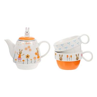 Jogo de chá para adultos Jogo de chá com bule Conjunto de xícaras de café  Jogo de café em porcelana branca com açucareiro, jarro de leite, colheres