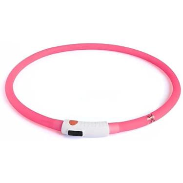 Imagem de Coleira LED para cães recarregável por USB, coleiras de segurança brilhantes para animais de estimação, resistente à água, corte acende para redimensionar para caber em 30 a 70 cm para cães pequenos, médios e grandes (rosa)