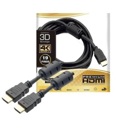 Imagem de Cabo Hdmi 2.0 4k Ultra Hd 3d Full Hd 19 Pinos para Tv Lcd Led Ps4 Xbox 10 Mts