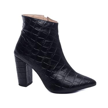 Imagem de Bota Feminina Bico Fino Cano Curto Preto Torricella Cor:Preto;Tamanho:39;Genero:Feminino