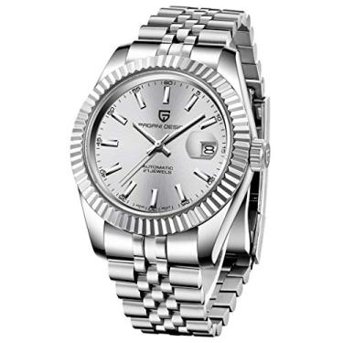 Imagem de Pagani Design Relógios masculinos automáticos de aço inoxidável, relógios esportivos masculinos à prova d'água, mecânicos, mostrador analógico, Japão, NH35A.., Cinza, Mecânica