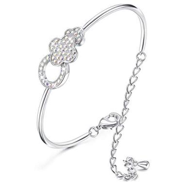 Imagem de Pulseira Sllaiss Pave Aurora com pingente de trevo de cristal para mulheres, pulseira ajustável feita com cristais Swarovski Love Jewelry Gifts for Her
