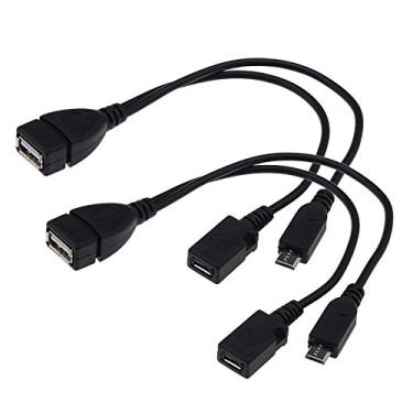 Imagem de 2 peças micro USB OTG Power Splitter Y cabos, USB fêmea para micro USB macho e micro fêmea adaptador fio para tablet de telefone Android