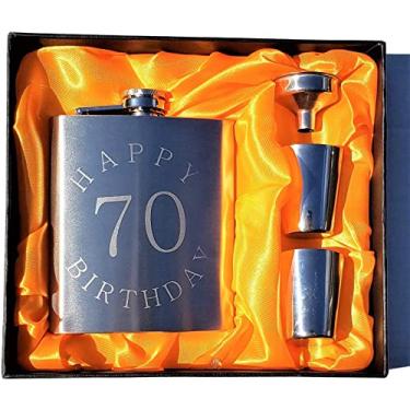 Imagem de Happy 70th Birthday – Conjunto de presente de cantil de 200 ml