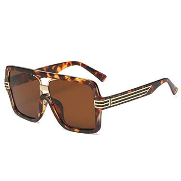 Imagem de Óculos de sol vintage de peça única com estampa de leopardo para mulheres óculos de sol quadrados masculinos hip hop, 7, tamanho único