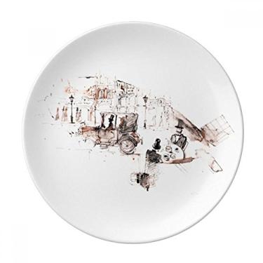 Imagem de British Architecture Prato de Aquarela para Carro Vintage Decorativo Porcelana Salver Prato de Jantar