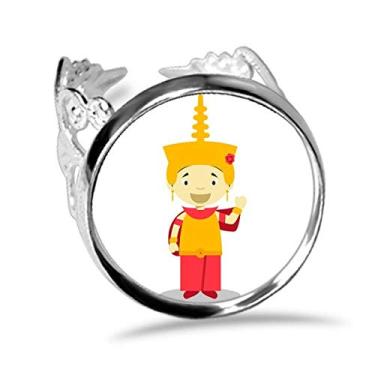 Imagem de DIYthinker Anel de noivado ajustável com desenho de camboja amarelo