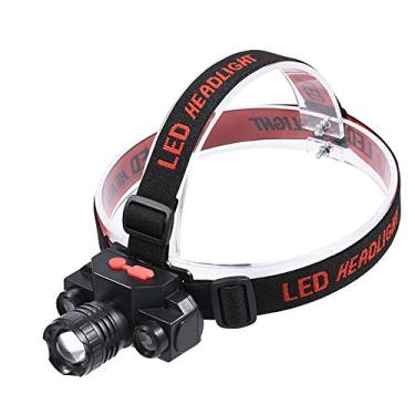 Imagem de N/H Farol de LED, lanterna de farol super brilhante, 3 modos com zoom para corrida ao ar livre, caminhadas, acampamento, pesca, caça (preto)