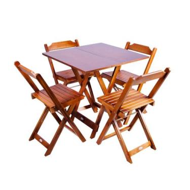 Imagem de Conjunto Dobrável 70 X 70 Com 4 Cadeiras Dobráveis Imbuia - Móveis Bri