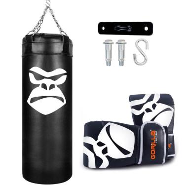 Imagem de Kit Boxe Infantil Saco De Pancada 90 Cm + Luva Bate Saco Pro Treino + Suporte Teto Gorilla-Unissex