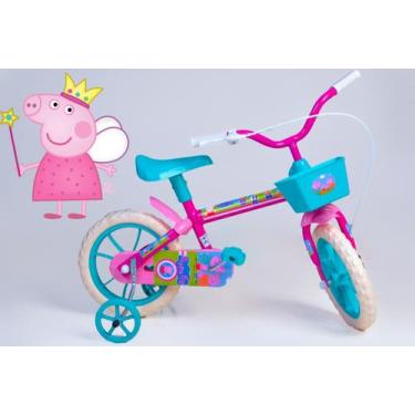 Imagem de Bicicleta Aro 12 Infantil Feminina Pink E Azul Turquesa - Personagem -