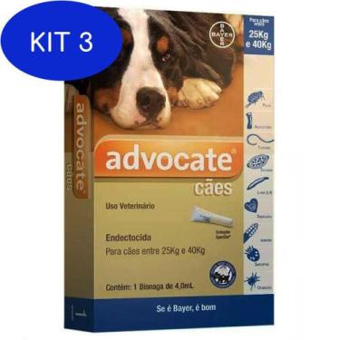 Imagem de Kit 3 Advocate Anti Pulgas Cães De 25 A 40 Kg Bayer 1 Pipeta