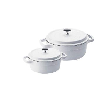 Imagem de Kit Conjunto Caçarola Hercules Revestimento Ceramico Indução Branca 3L + 4,3L