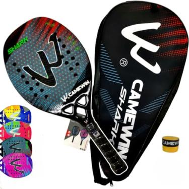 Imagem de Raquete Beach Tennis Camewin Fibra De Carbono 3k Shark Piramid (Shark Cinza)