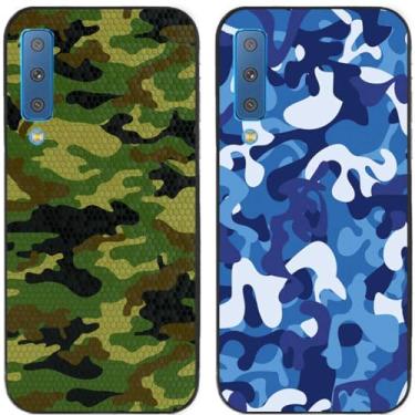 Imagem de 2 peças de capa de telefone traseira de silicone em gel TPU impresso camuflagem legal para Samsung Galaxy (Galaxy A7 2018)