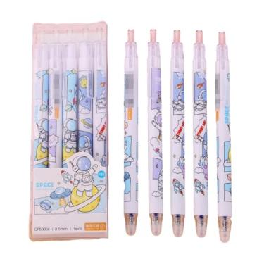 Imagem de Joucien 5 peças/caixa - caneta neutra apagável azul de 0,5 mm para estudantes do ensino fundamental, caneta astronauta neutra de fricção térmica (1 caixa) - 0,5 mm (azul)