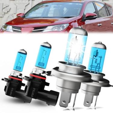 Imagem de SPBRTBUB Compatível com Toyota RAV4 2001-2005 lâmpadas de farol de halogêneo dianteiro, combo de halogênios de luz brilhante, 9003/H4 farol alto/baixo + 9006 lâmpadas de neblina, pacote com 4