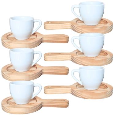 Imagem de Jogo 6 xícaras café expresso 75ml Porcelana c/ pires panela