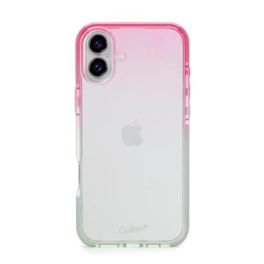 Imagem de Customic Capinha Case Capa para Celular iPhone 16 Plus (6.7”), Impactor Flex Antibactéria Anti Impacto Proteção Militar 2 metros contra quedas, Gradiente, Rosa E Verde