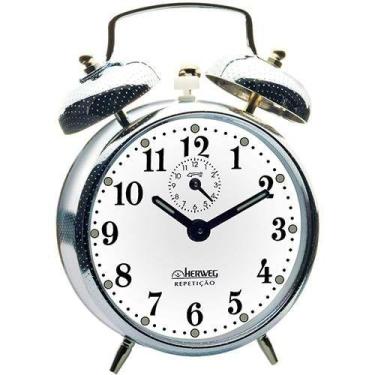 Imagem de Despertador Mecânico Herweg Picotiado Cromado