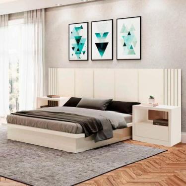 Imagem de Kit Quarto Cama + 2 Mesa De Cabeceira + Cabeceira 3,0m MDF - Dalla Cos