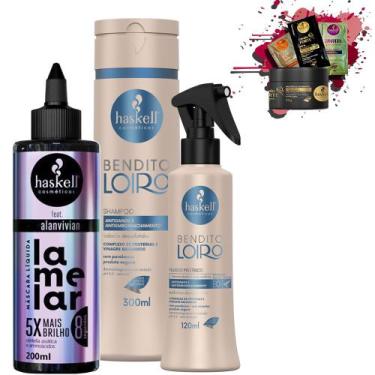Imagem de Kit Másc Líquida Lamelar 200ml Bendito Loiro Sh 300ml Fluido - Haskell