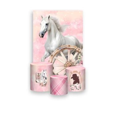 Imagem de Painel De Festa Vertical 1,50 x 2,20 + Trio De Capas Cilindro - Cavalo