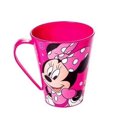 Imagem de Xícara Minnie Rosa com Alça Infantil Plasútil 360ml Premium - Plasutil