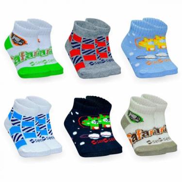 Imagem de Kit atacado 12 pares de meias de bebê em aldodão meia infantil menino 