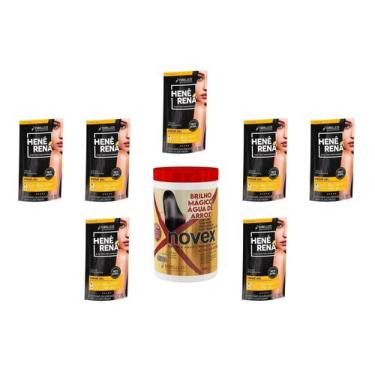 Imagem de Hene Em Gel Rena Preto Natural 07x180gr Pouch+Brilho Magico Agua Arroz