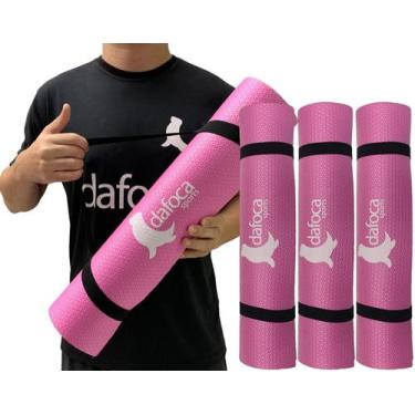Imagem de Kit 3 Tapetes Yoga Mat Exercícios DF1030 50x180cm 5mm Rosa Dafoca Spor