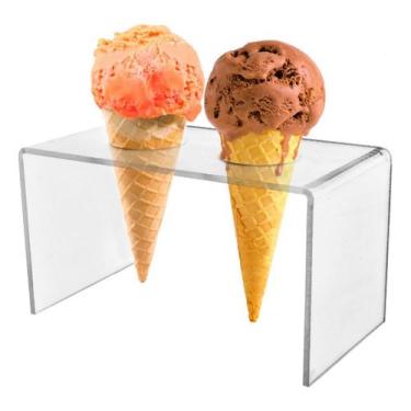 Imagem de Expositor Servir Pizza Cone Temaki Sorvete  Acrilico 2 Furos - Acrilik