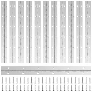 Imagem de MANCHAP 12 peças dobradiças de piano de aço inoxidável de 30,5 cm, dobradiças contínuas para móveis de armário com parafusos, dobradiça dobrável para portas, armários, janelas