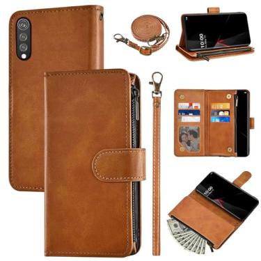 Imagem de Furiet Capa carteira para LG Velvet 5G/LGVelvet Verizon G5 UW T-Mobile 2020 com alça de pulso e alça de ombro couro flip zíper elegante 6 porta-cartões com suporte para celular LM G900UM 4G Tmobile