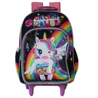 Imagem de Mochila Infantil Escolar De Rodas Unicórnio Power Meninas - Denlex