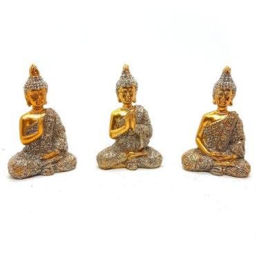Imagem de Trio Mini Buda Tailandês Rezando Orando Estatueta Buda 4 cm - Flash