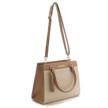 Imagem de Bolsa feminina grande acompanha alça lateral ! G-nude/creme - Santorin