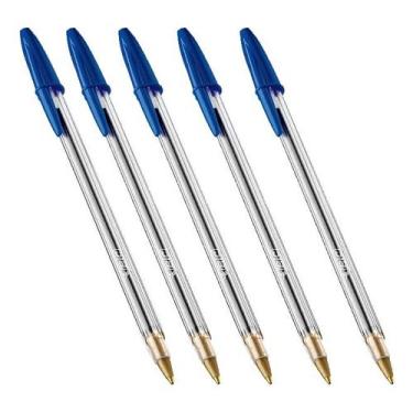 Imagem de Caneta Bic Crista 1.0 Média Azul - Kit 5, Bic Medem