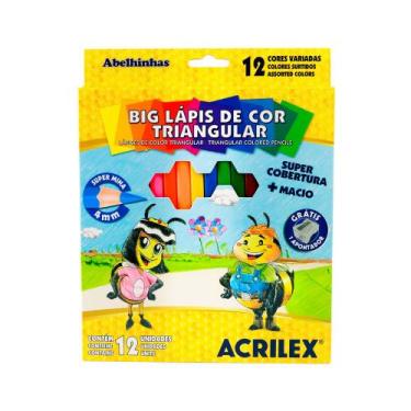 Imagem de Big Lápis De Cor Triangular Acrilex Com 12 Cores, ÚNICO