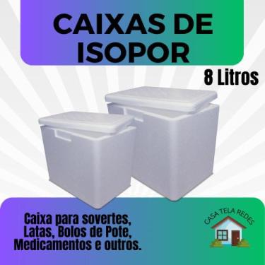 Imagem de 2 Caixas de Isopor EPS 8 litros para Gelo, latas, Bolos de potes, salg