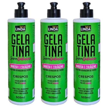 Imagem de Kit 3x Gelatina Super Definição Para Cabelos Cacheados 500ml - Sallon 