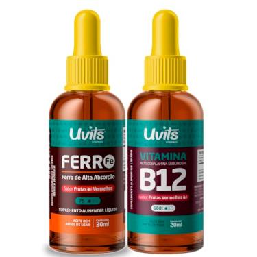 Imagem de Kit Ferro Bisglicinato 30ml + Vitamina B12 20ml Uvits