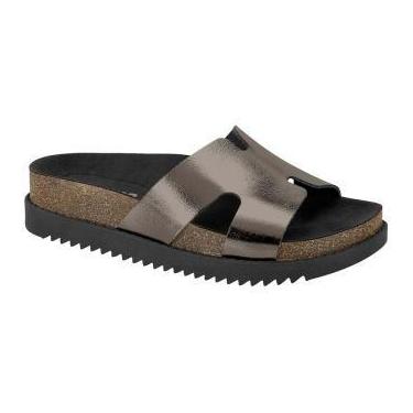 Imagem de Sandália Feminina Moleca Tamanco Plataforma Camurça Conforto, Grafite,