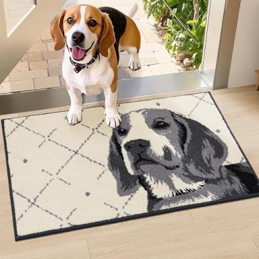 Imagem de COSY HOMEER - Tapete de porta 50,8 cm x 81,3 cm antiderrapante tapete de entrada lavável absorvente tapete de boas-vindas engraçado cão caçador de sujeira para patas enlameadas tapetes de porta