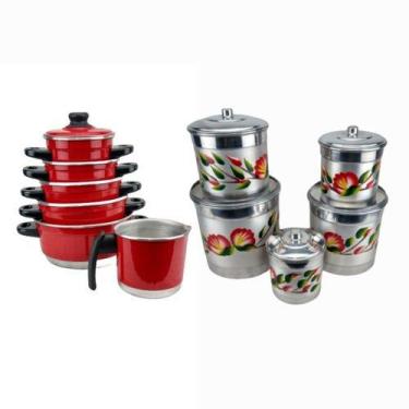 Imagem de Jogo De Panelas + Porta Mantimentos Alumínio Extra Forte - Multi Alumi