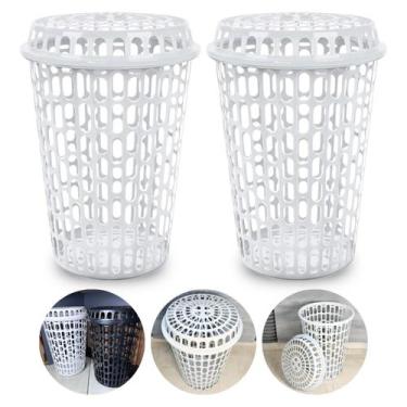 Imagem de Kit 2 Cesto De Roupas Sujas Multiuso Telado Tampa 60l Branco - Arqplas